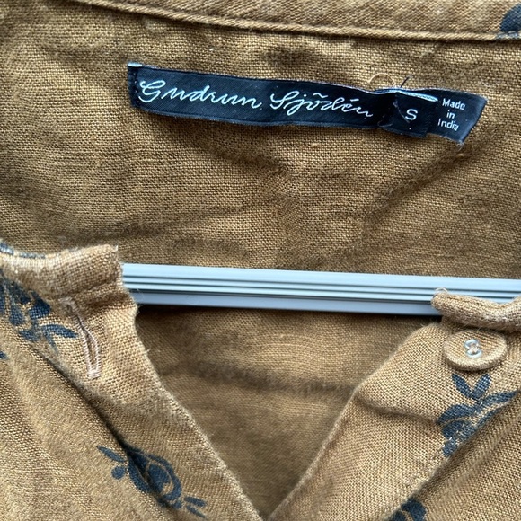 Gudrun Sjödén tan block print Linen Dress - Picture 3 of 4